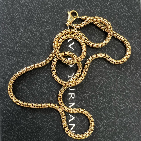 David Yurman 18k Gold Medium Box Chain 3.4mm 22” Men Women Retail $6080. - Picture 4 of 6